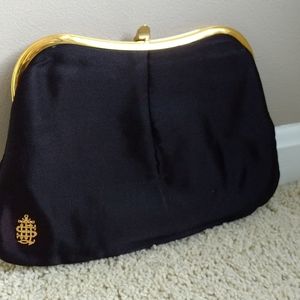 Vintage bienen-davis black satin clutch